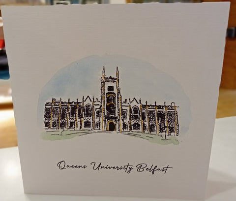 Queen's University Lanyon building watercolour card